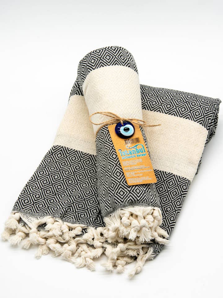 Turkish Cotton Towel - Black for wholesale by Istanbul Authentic Bazaar