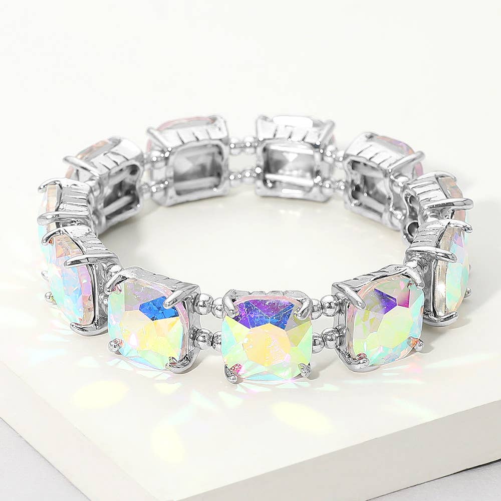 Sensibling Corp. - Wholesale Link & chain bracelet - Cushion Square Stone Stretch Evening Bracelet30