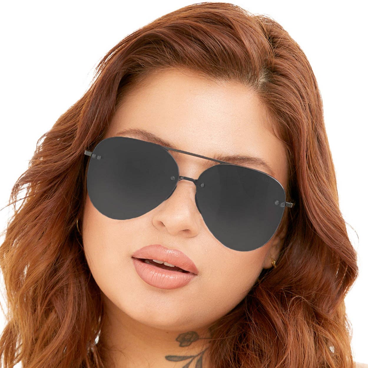 Black Smaller Megan 2 Jet Black- Tangle Free Aviator Sunglasses for wholesale on Faire5