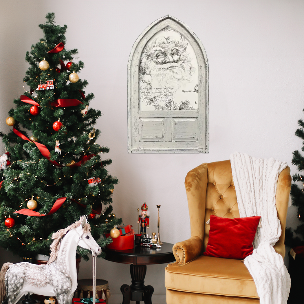 Jarmz Designs – wholesale Christmas Wall Art – Small Arched Framed Canvas Vintage Santa Wall Accent3