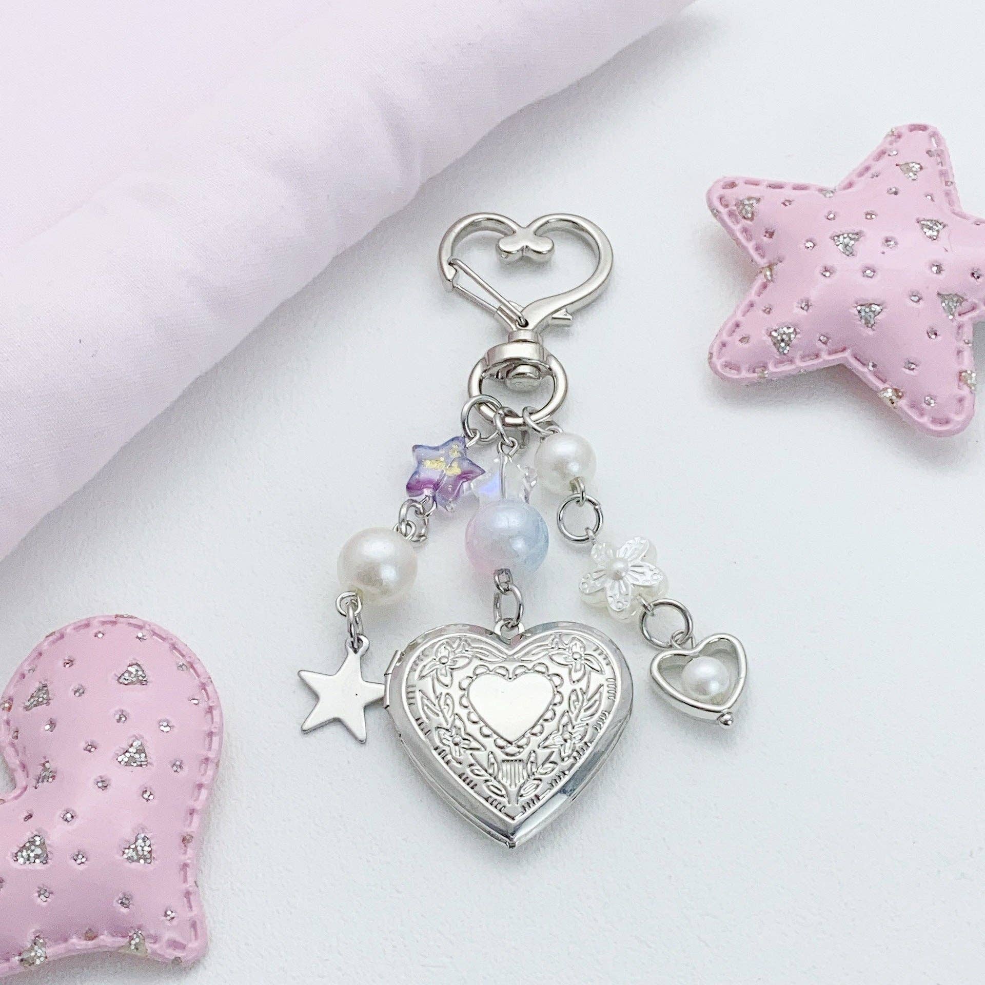 Purple Metal Love Beads Keychain Bag Charms DP25B547 for wholesale on Faire3