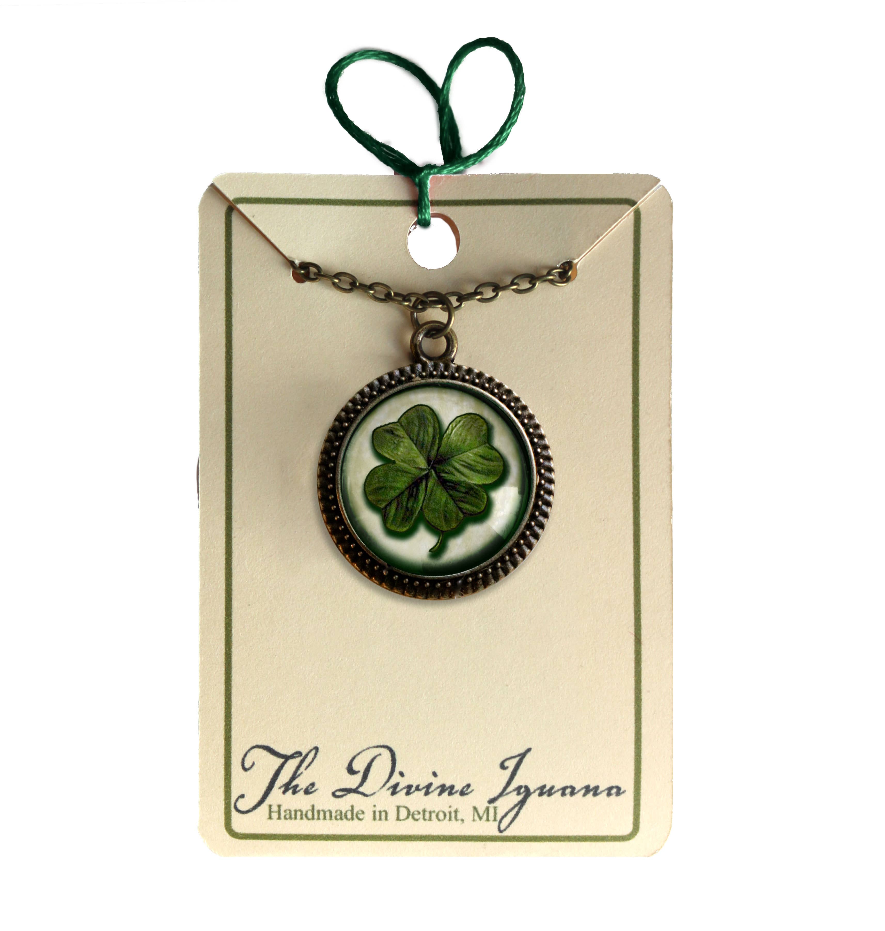 The Divine Iguana - Wholesale Pendant/Charm Necklace - Shamrock or Four Leafed Clover Irish Pendant Necklace2