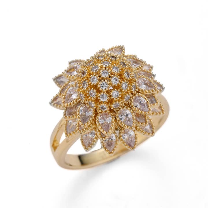 Crystal Flower Bloom Ring for wholesale by Joli Lily