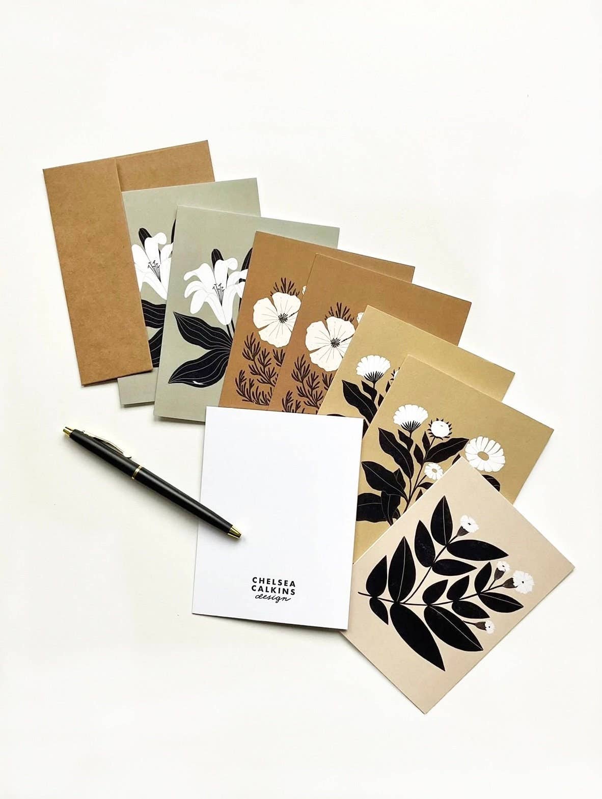 Chelsea Calkins Design - Wholesale Stationery/Notecard Set - Botanical Assorted Card Set - 8 Blank Cards and Envelopes2