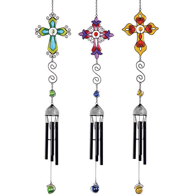 3 Assorted Wireworks "Mini Crosses" Mini Chimes for wholesale by Gift & Garden by Carson