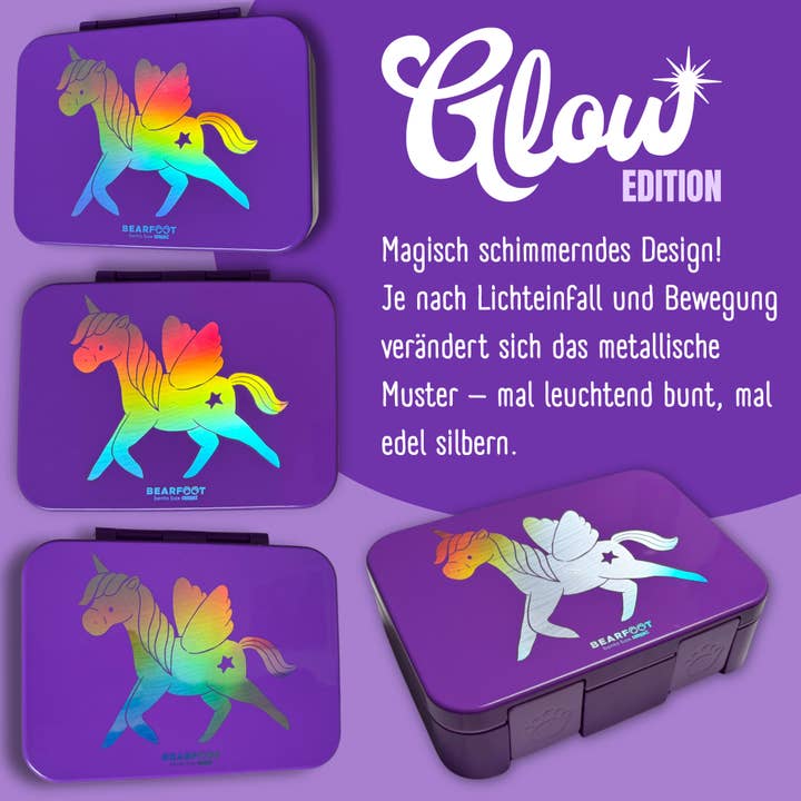 BEARFOOT - Wholesale Lunch Bag/Box - Kids - Lunchbox with compartments, lightweight & leak-proof - Unicorn GLOW1
