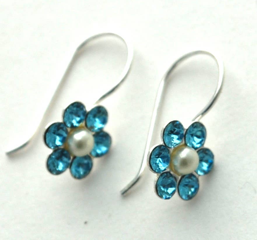 Semaki & Bird - Venta al por mayor Pendientes colgantes - Pendientes Nomeolvides de Alaska - perla genuina de plata de ley2