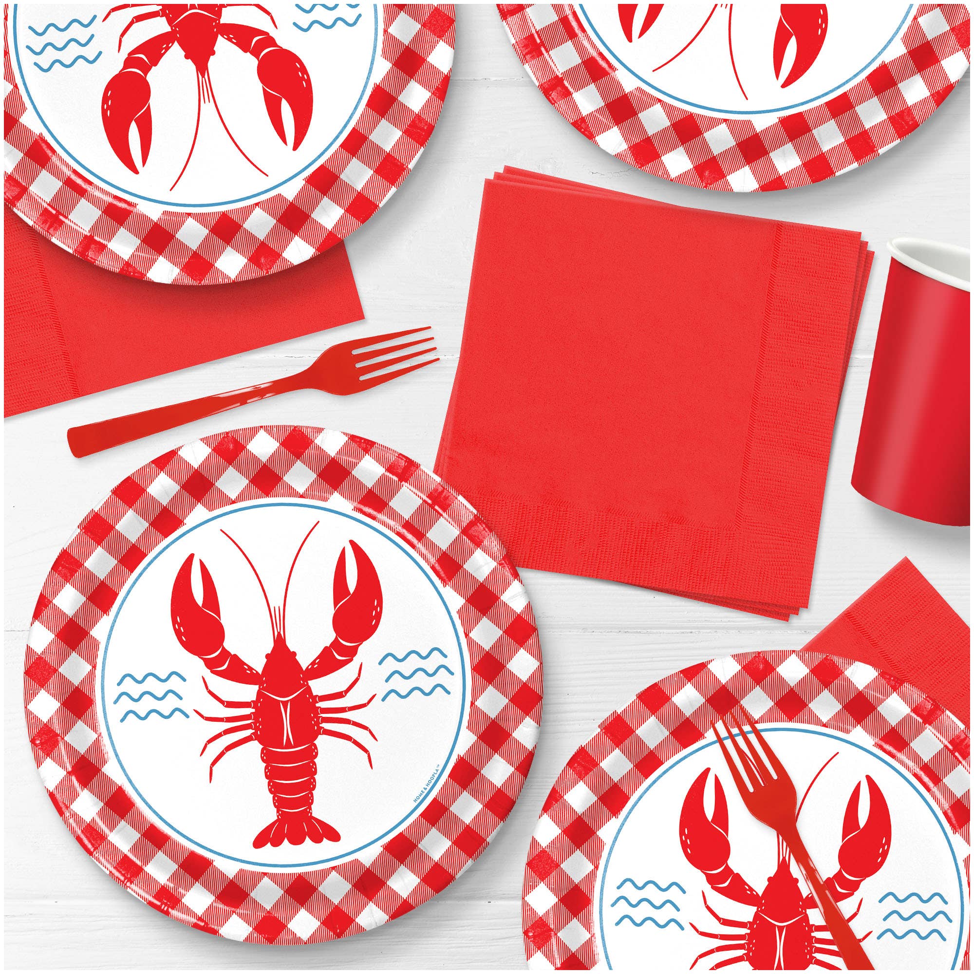 Home & Hoopla - Wholesale Disposable Plate - Crawfish Theme Party Dinner Plate (16ct)3
