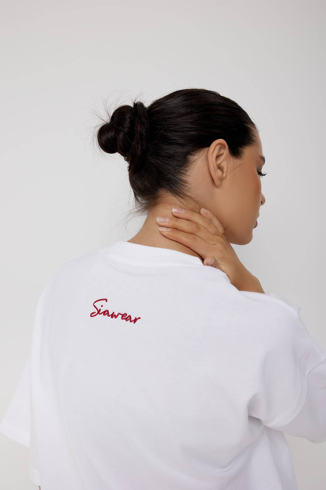 SIAWEAR – T-shirt – Mulher por atacado – Camiseta oversized de algodão orgânico premium 100% branca3