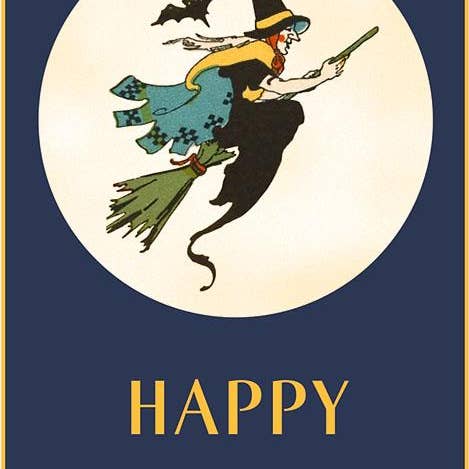 Konsttryck HW-78 Glad Halloween, Häxa på kvast för wholesale av Found Image Press