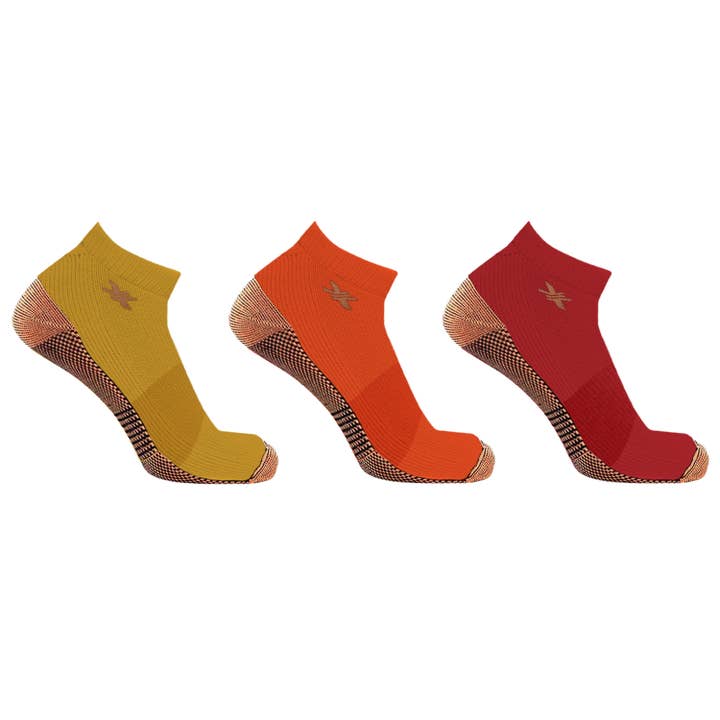 Extreme Fit Wholesale - Wholesale Socks - Unisex - COPPER-INFUSED ANKLE SOCKS (3-PAIRS PACKED TOGETHER) -SUNSET
