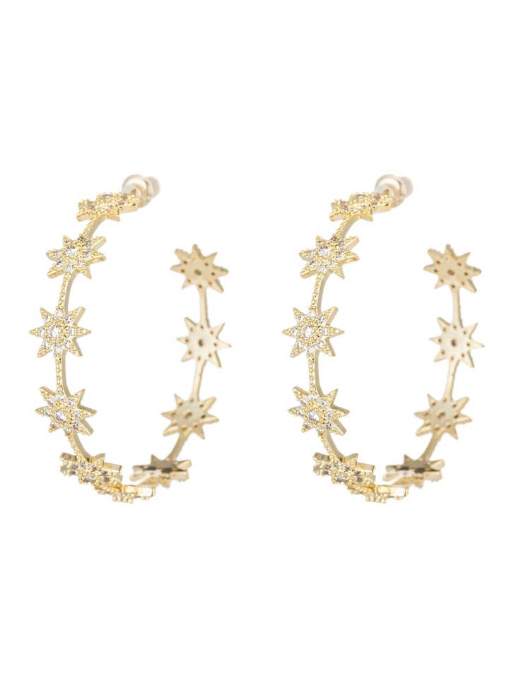 Boucles d'oreilles créoles Celeste Star pour la vente par Eye Candy Los Angeles