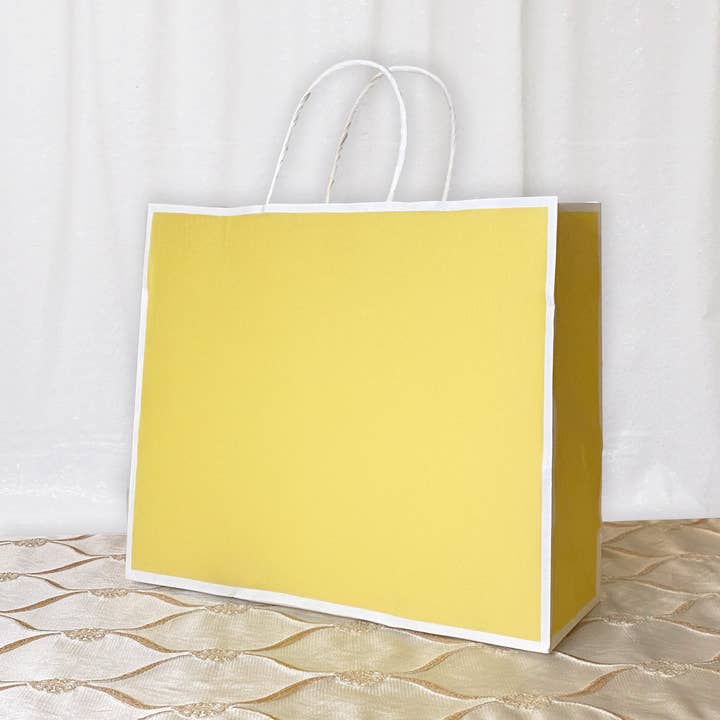 ByHome - Wholesale Gift Bag - 25 pc, 4 size Light yellow white border kraft paper gift bag