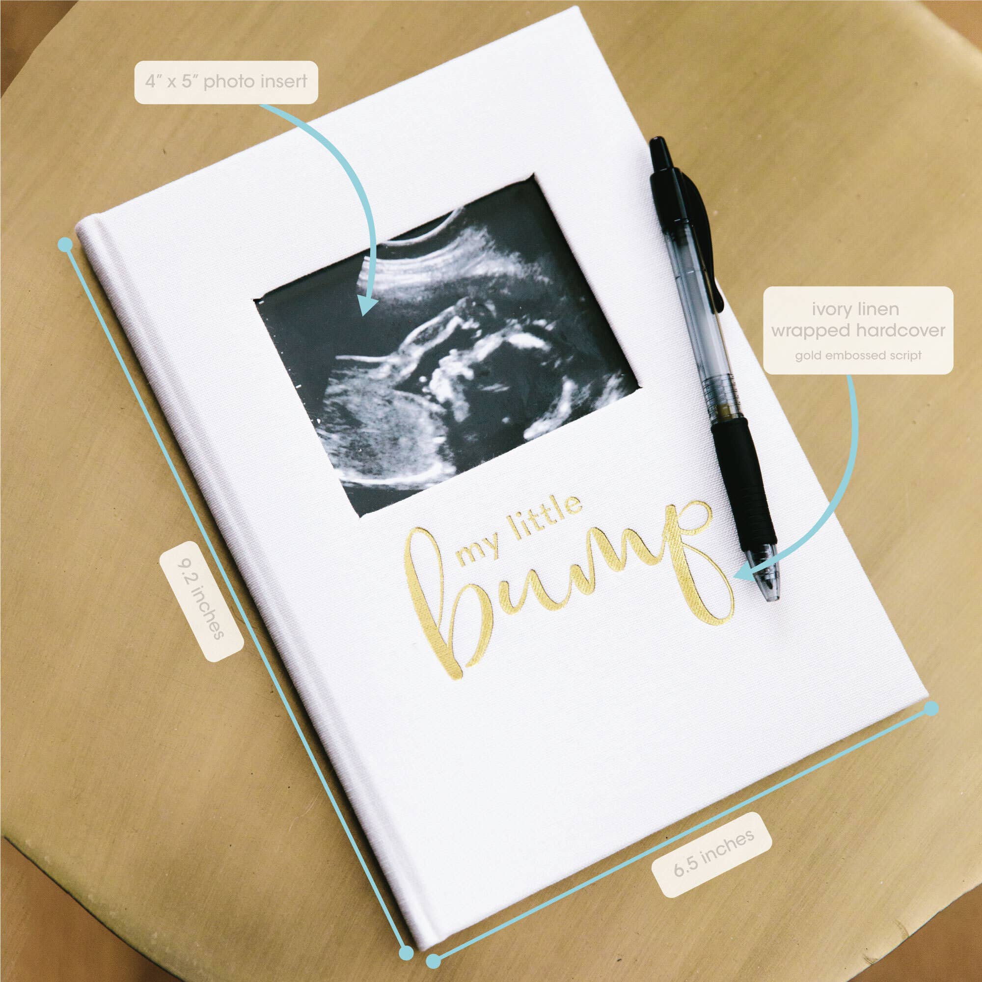 Pearhead - Vente Journal – maternité - Journal de grossesse My Little Bump Linen, Ivoire2