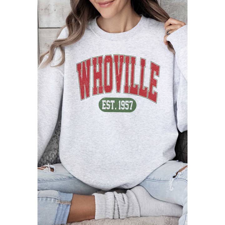 BLUME & CO. - Wholesale Graphic Sweatshirt - Women's - WHOVILLE EST 1957 Oversized Graphic Sweatshirt