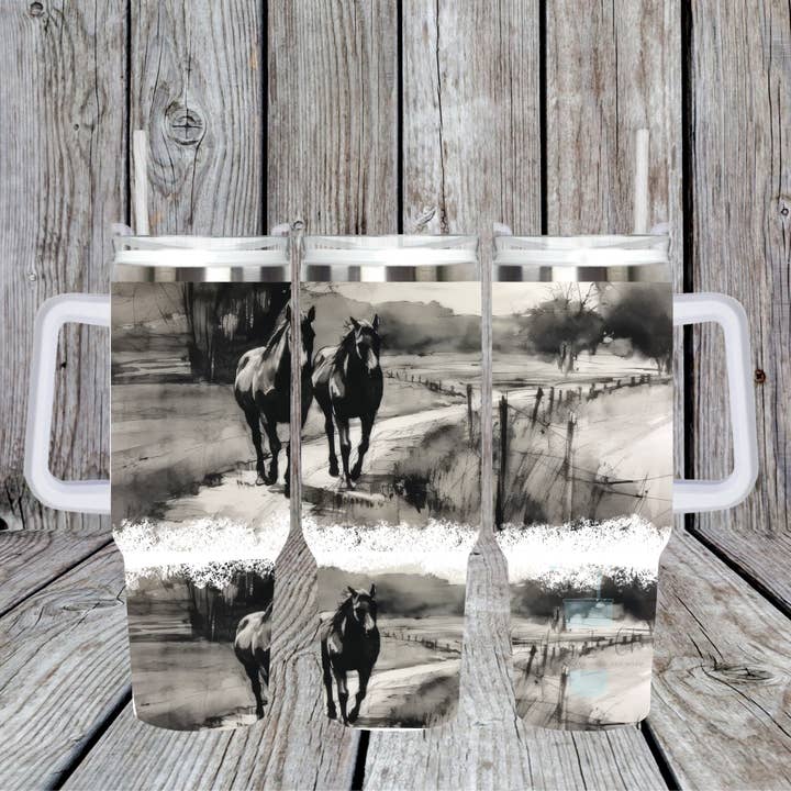 Horses Tumbler with Handle for wholesale by Crafting in Chaos