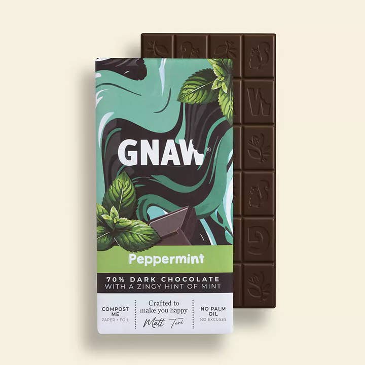 Peppermint - Dark Chocolate Bar 70% Cocoa for wholesale by GNAW Chocolate