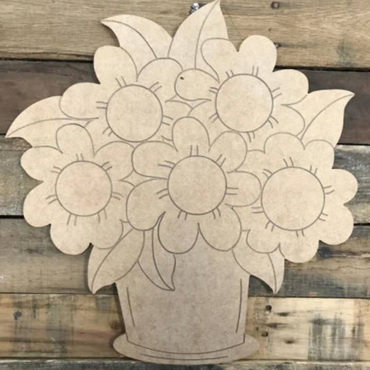 Paint and Sip: DIY Wood Art Kit, Flowers in Jar for wholesale by Honey And Sugar Designs