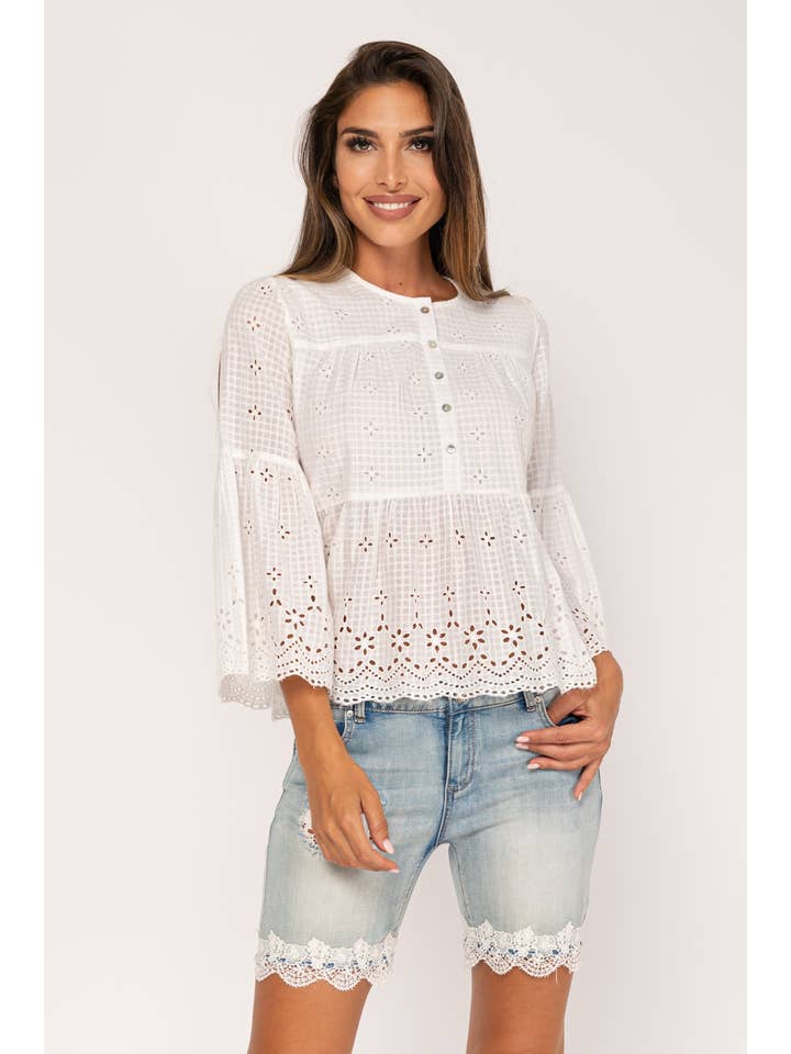 Peace & Love (CALAO IMPORT EXPORT S.L.) - Wholesale Blouse - Women's - EMBROIDERED BLOUSE PR9992B