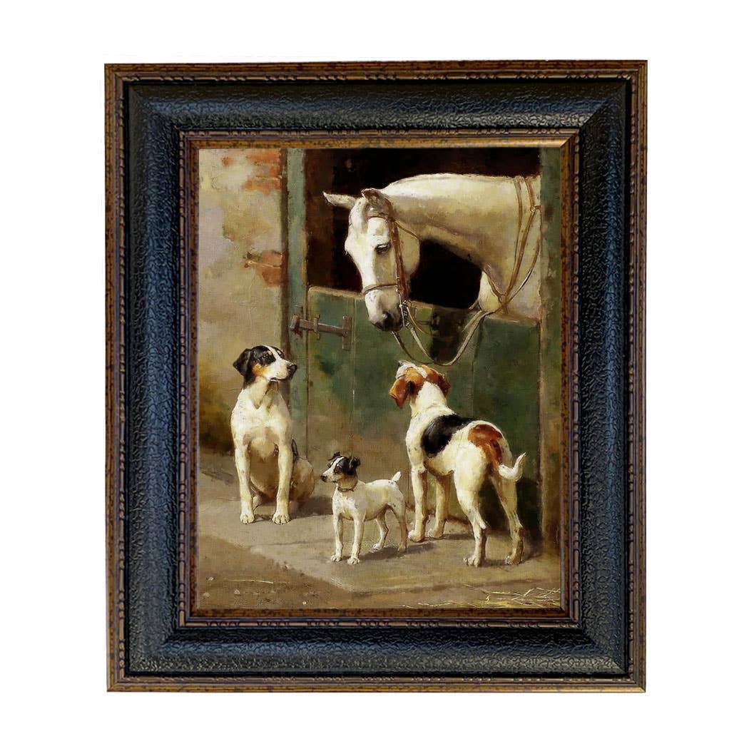 Madison Bay Co. - Historical Home Decor Reproductions - Wholesale Art Print - Dog and Horse at Stable Vintage Painting Print on Canvas98