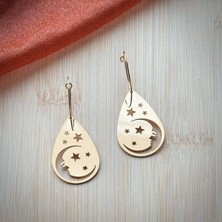 18k gouden maancreolen voor wholesale door Monstera Earrings