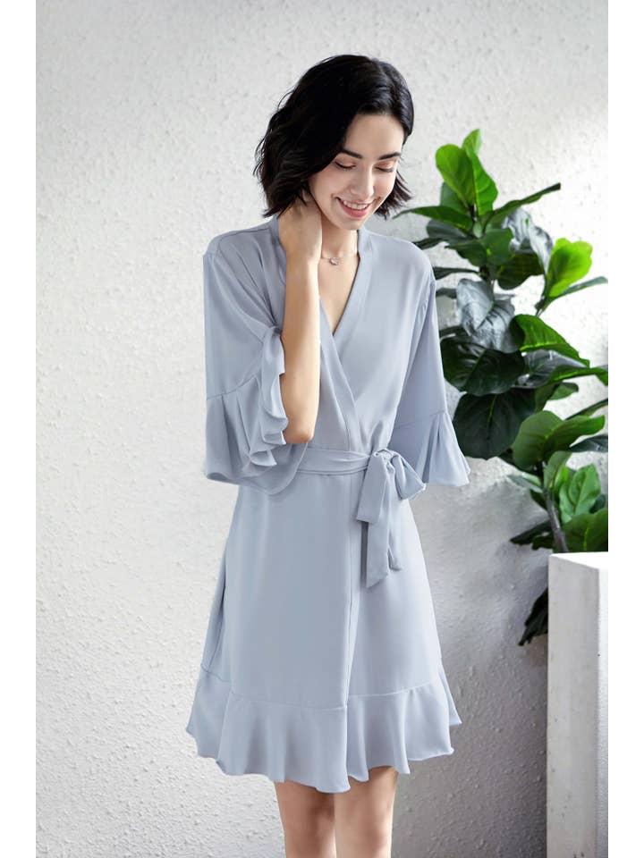 Mackleys - Wholesale Robe - Women's - PREORDER Solid Matte Satin Ruffle Robe13