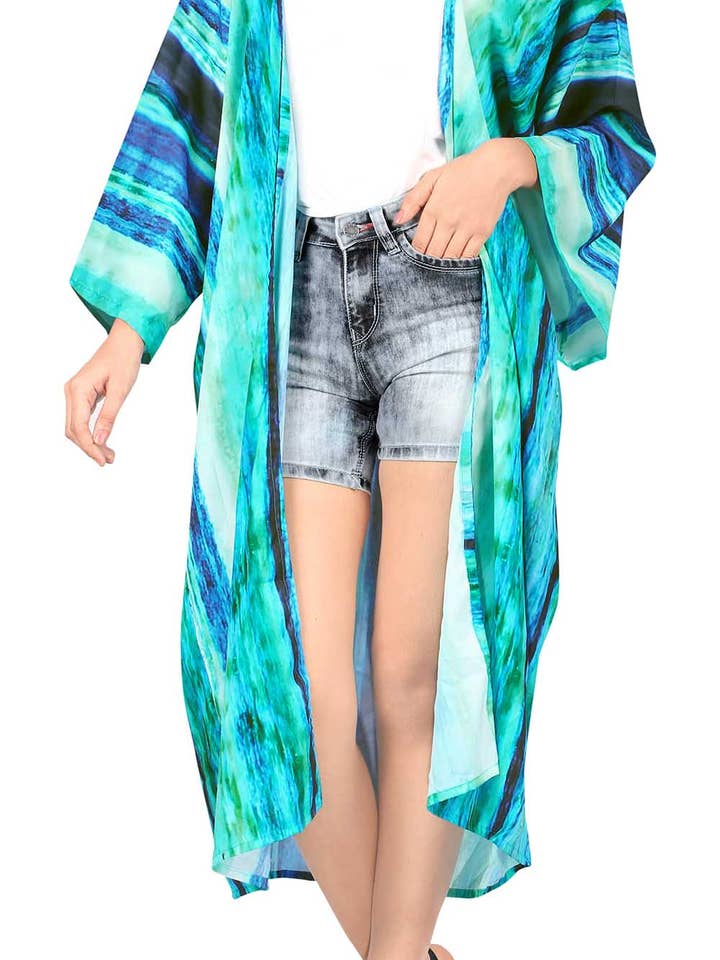 Kimono Ocean Waves pour femme pour la vente par Happy Bay / La Leela