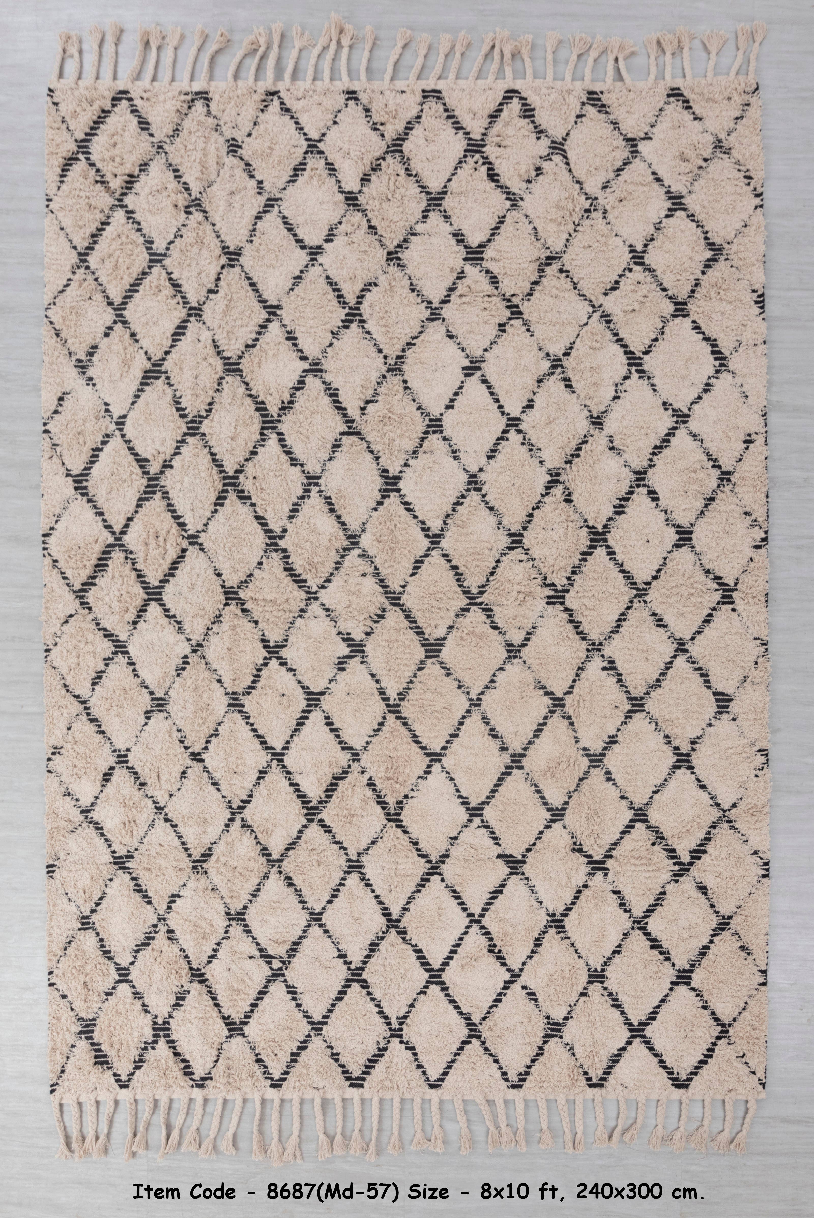 Aesthetic Homes LLC - Wholesale Area Rug - Modern Moroccan Beige Bohemian Hand Woven Wool Cotton Rug 4