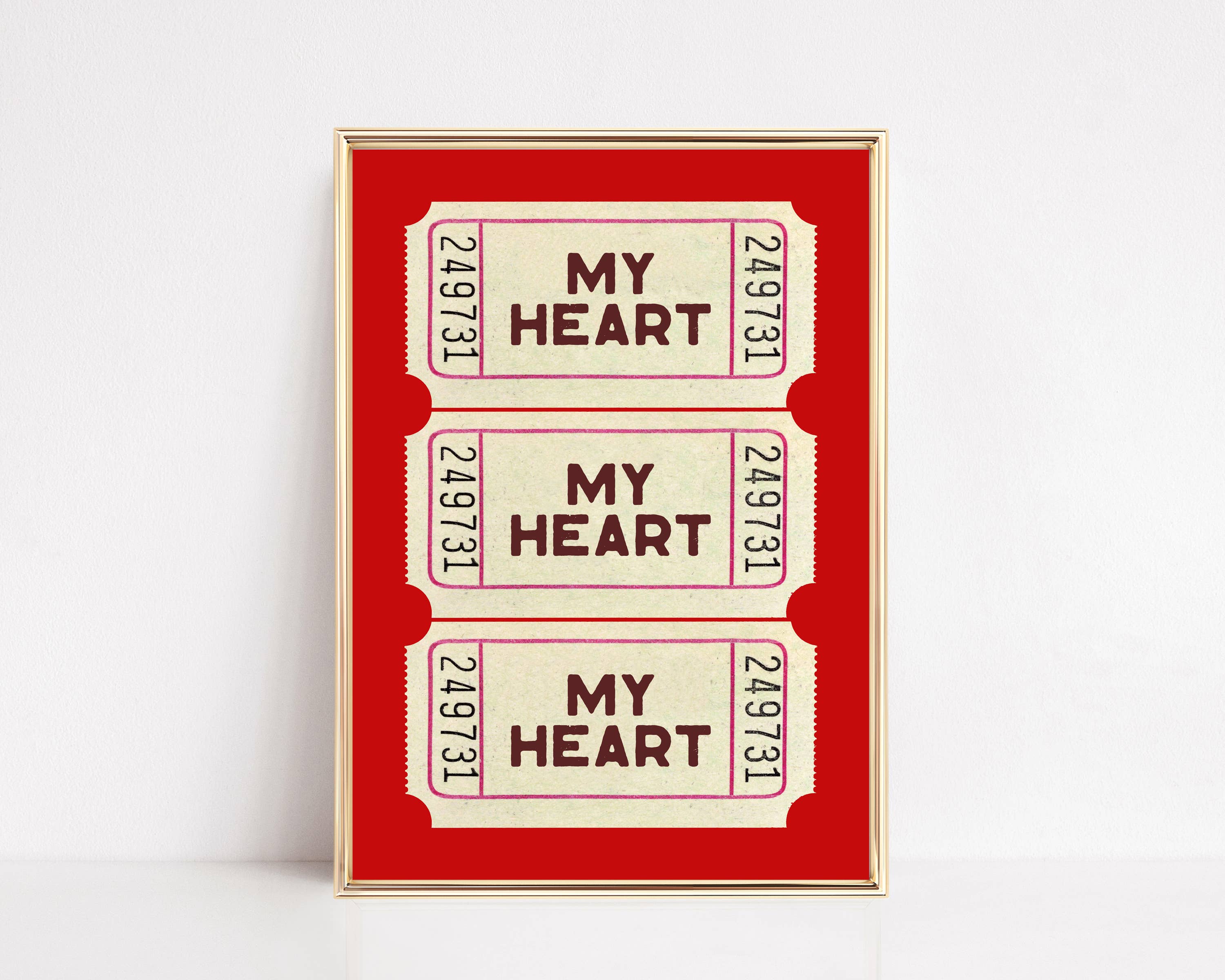 KIKIANDNIM - Wholesale Art Print - Valentine's Day Wall Art Print | Heart Ticket | Home Decor