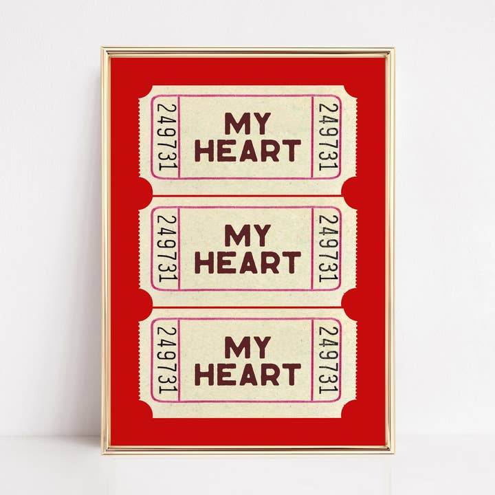 Valentine's Day Wall Art Print | Heart Ticket | Home Decor for wholesale by KIKIANDNIM