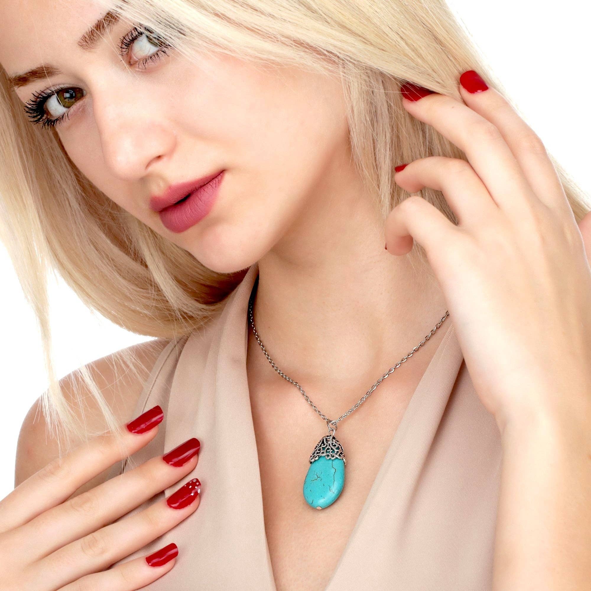 MadamLili - Wholesale Pendant/Charm Necklace - Turquoise Howlite Necklace with Ornaments - VIK-1066