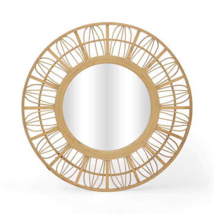 Ornate Wood Rod Pattern Wall Mirror for wholesale by Cheungs Home Decor