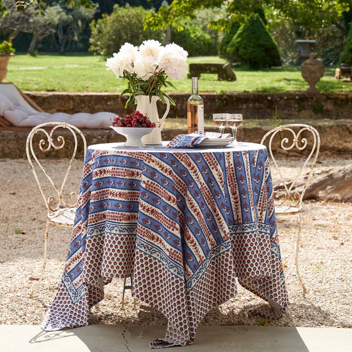 Couleur Nature - Wholesale Tablecloth - Provence Avignon Red & Blue Tablecloth