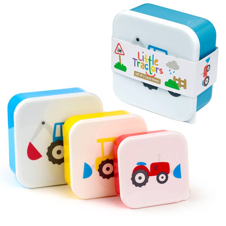 Puckator Ltd - Wholesale Lunch Bag/Box - Set of 3 Lunch Box Snack Pots S/M/L - Little Tractors