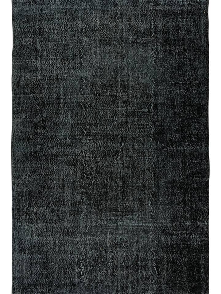 Tapete de lã turco artesanal moderno de 6,4x9,6 pés re-tingido de preto por atacado de Rug Specialist LLC.
