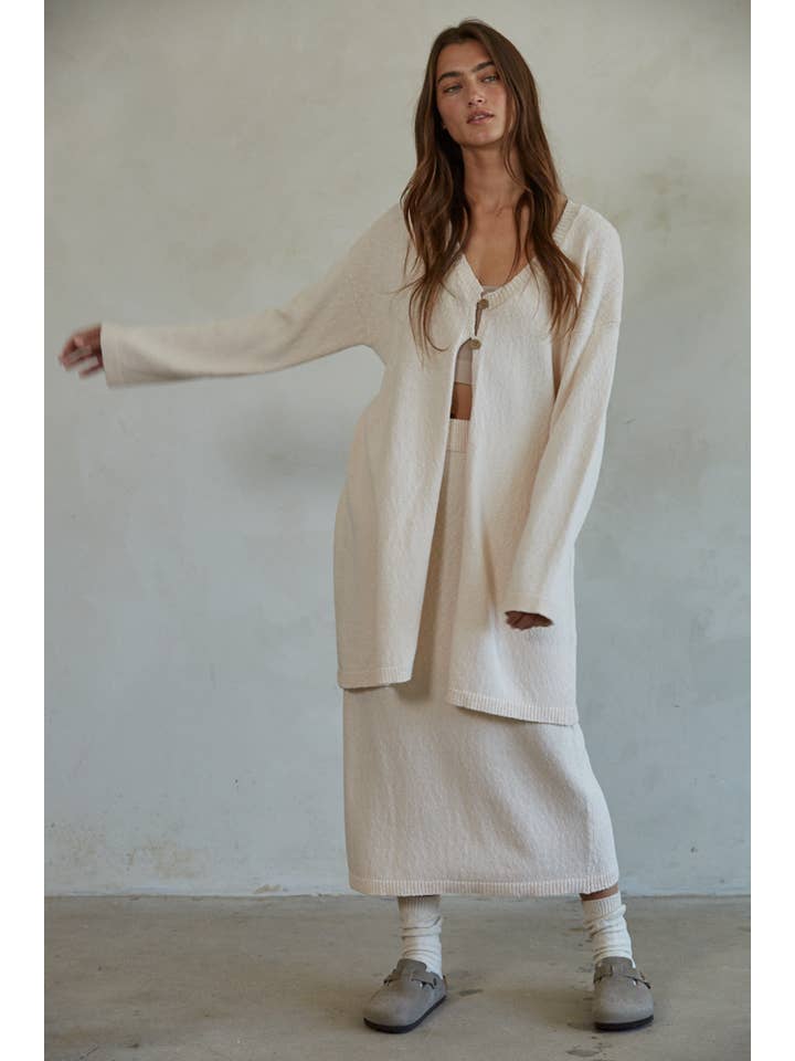 By Together - Wholesale Cardigan - Women's - W1641 | Knit Sweater Cotton Long Sleeve Midi Cardigan