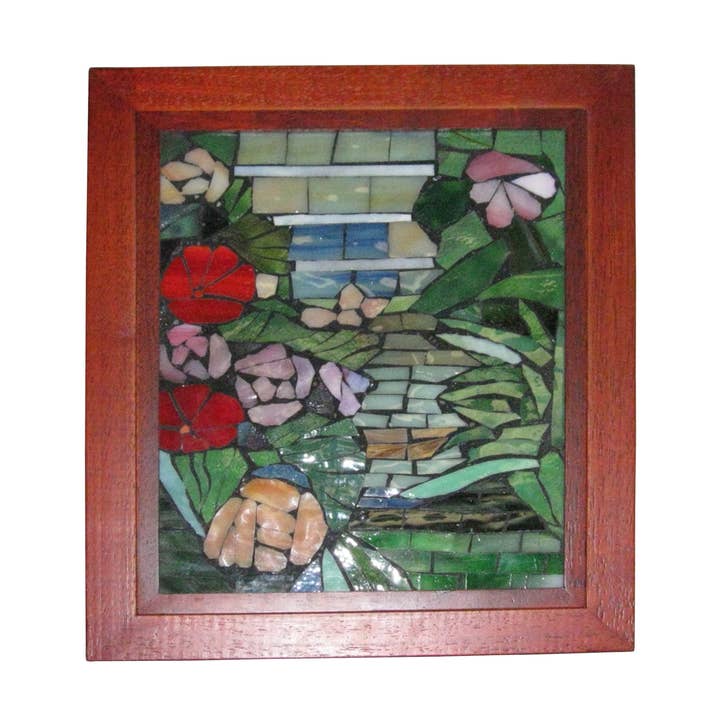 Floral Path Mosaic Art Glass Window Hanging for wholesale by Dale Tiffany