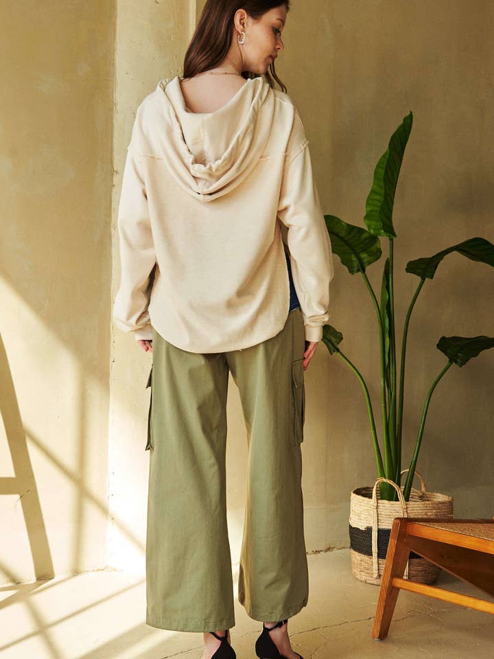 Davi & Dani - Wholesale Hoodie - Women's - PLUS LONG SLEEVES PRINT TIE LOOSE FIT HOODIE TOP9