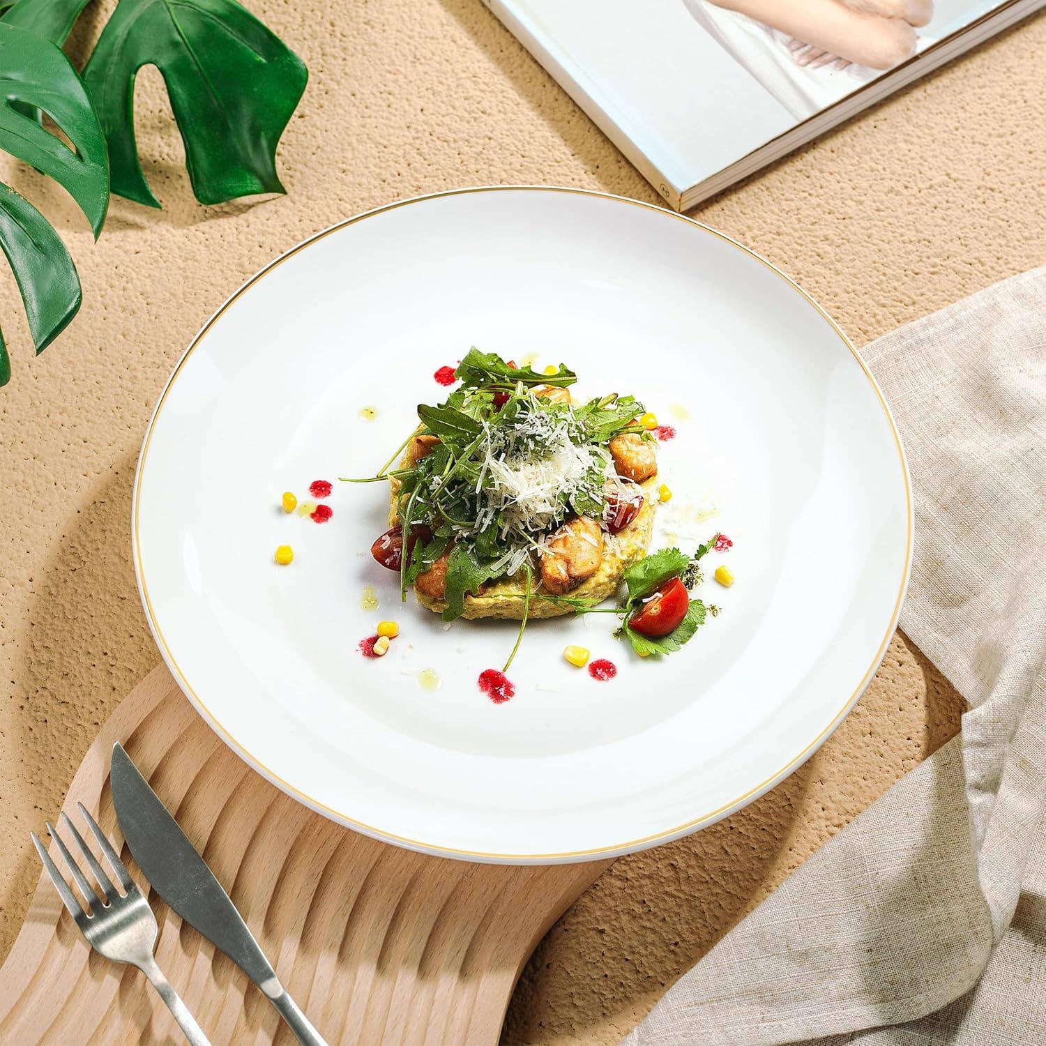 Brew To A Tea – wholesale Dinner plate – BTaT Elegant White Porcelain Dinner Plates Set of 66