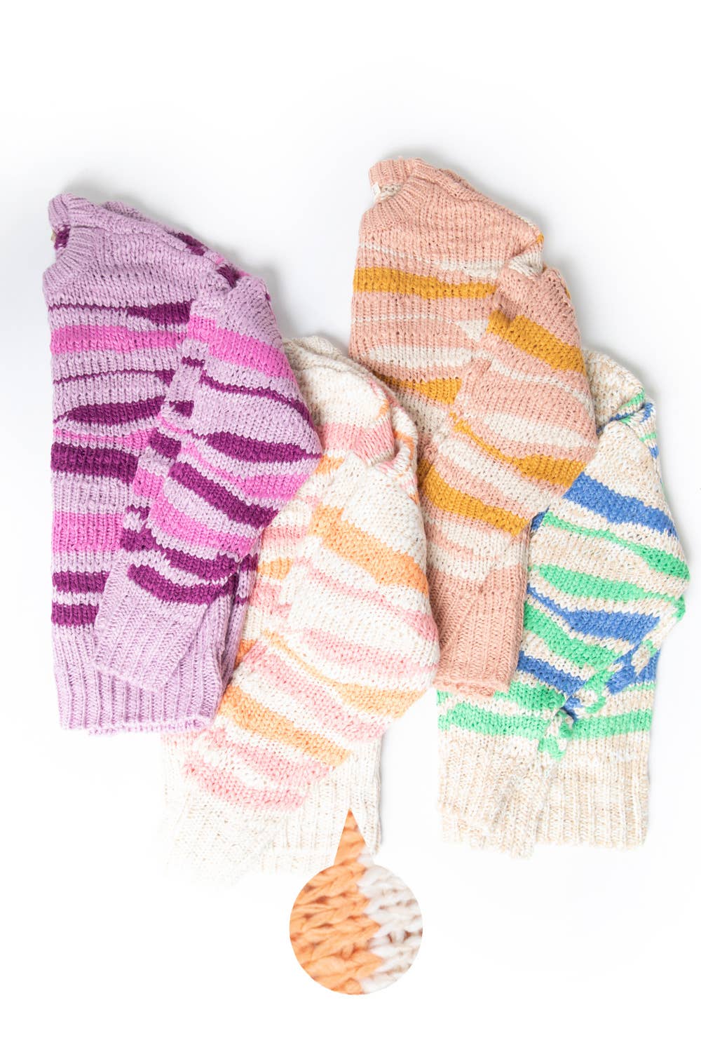 VERY J – wholesale Pullovertröja - Dam – 12W2873N-Multi Color Casual Stickad Tröja Topp6