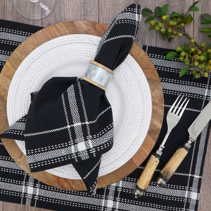 Black Plaid Napkin - Casual Style and Texture for wholesale on Faire1