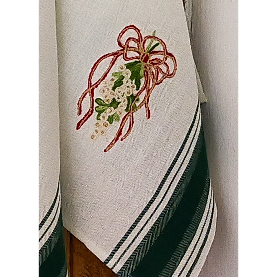 BUSATTI - Wholesale Tea Towel - TWO GREEN STRAWBERRIES CHRISTMAS TOWEL0