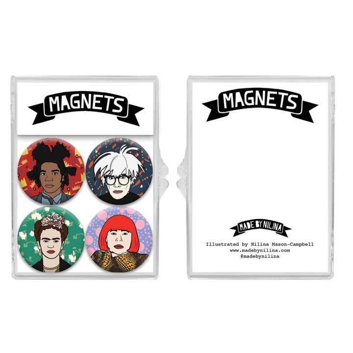 Artists Magnet Set - Andy Warhol, Frida Kahlo, Basquiat Art for wholesale by Made by Nilina