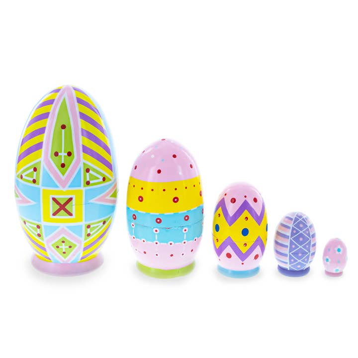 BestPysanky - Wholesale Decorative Tabletop Object - 5 Ukrainian Easter Eggs Pysanky Wooden Nesting Dolls3