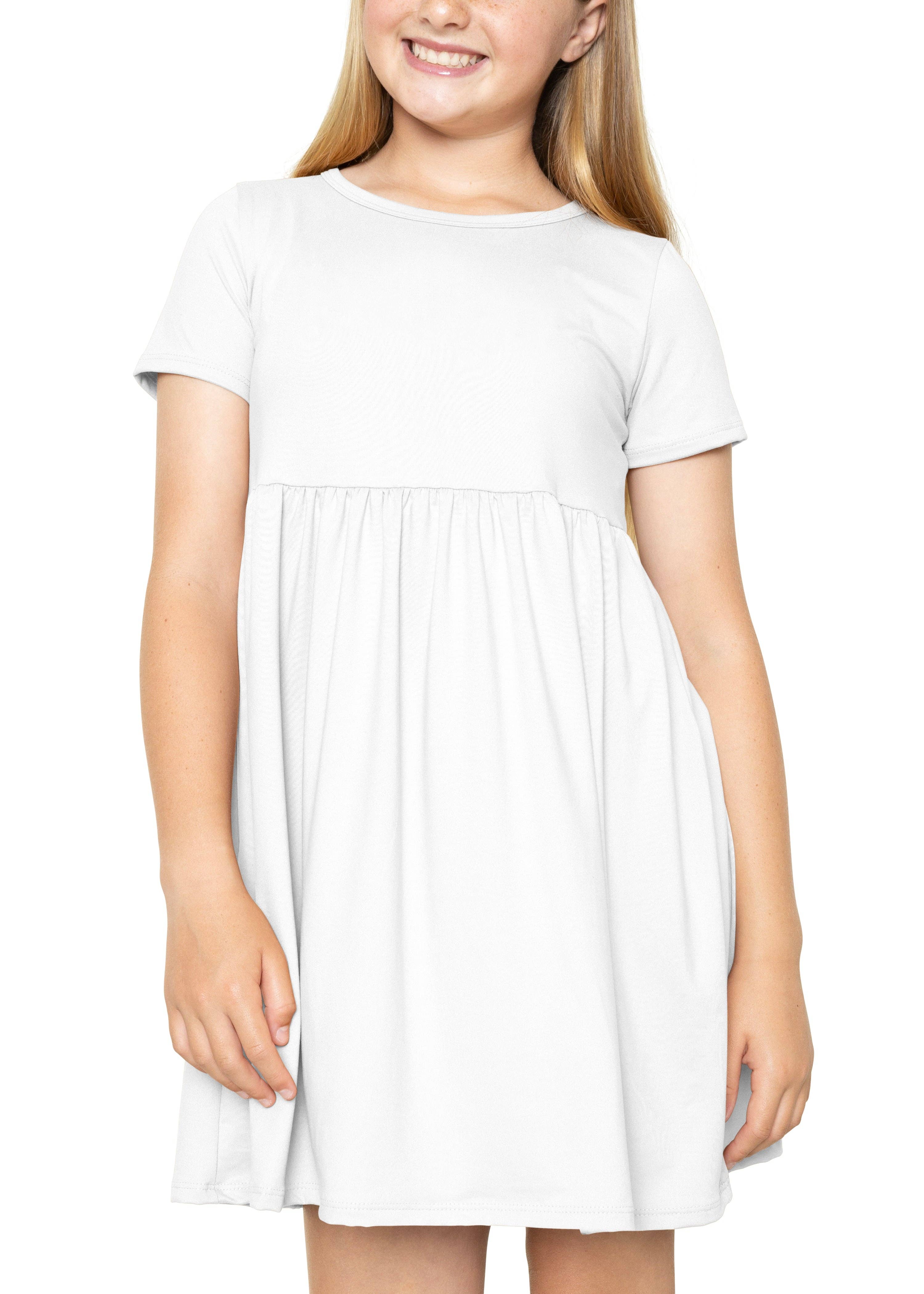 Stretch Is Comfort - Wholesale Dress - Kids - Youth Girl’s Oh So Soft Playtime T Shirt Dress Short Sleeve Casual Stretch Play Dresses|Little to Big Kids5