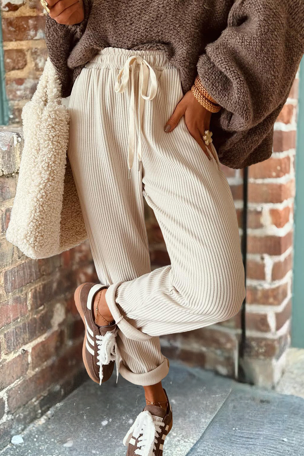 66DISCO - Wholesale Pants - Women's - 66 Drawstring Elastic Waist Casual Corduroy Pants (S-XL)5