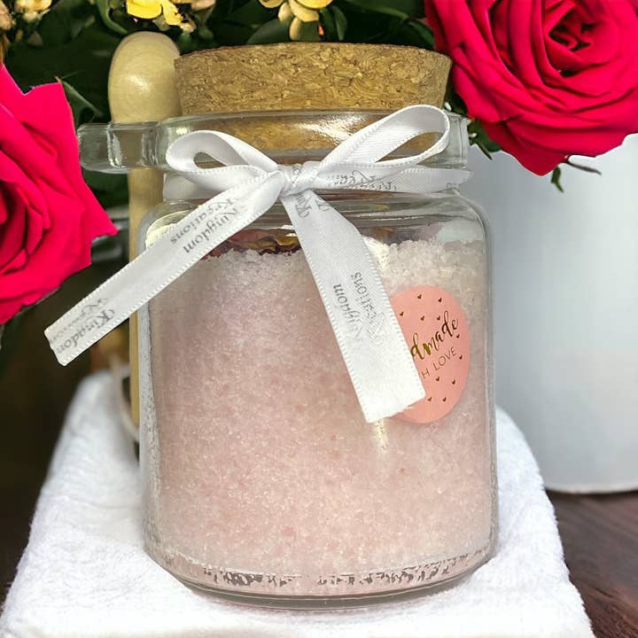 Tea Rose - Bath Salts In A Glass Jar (225g) for wholesale by Kingdom Kreations