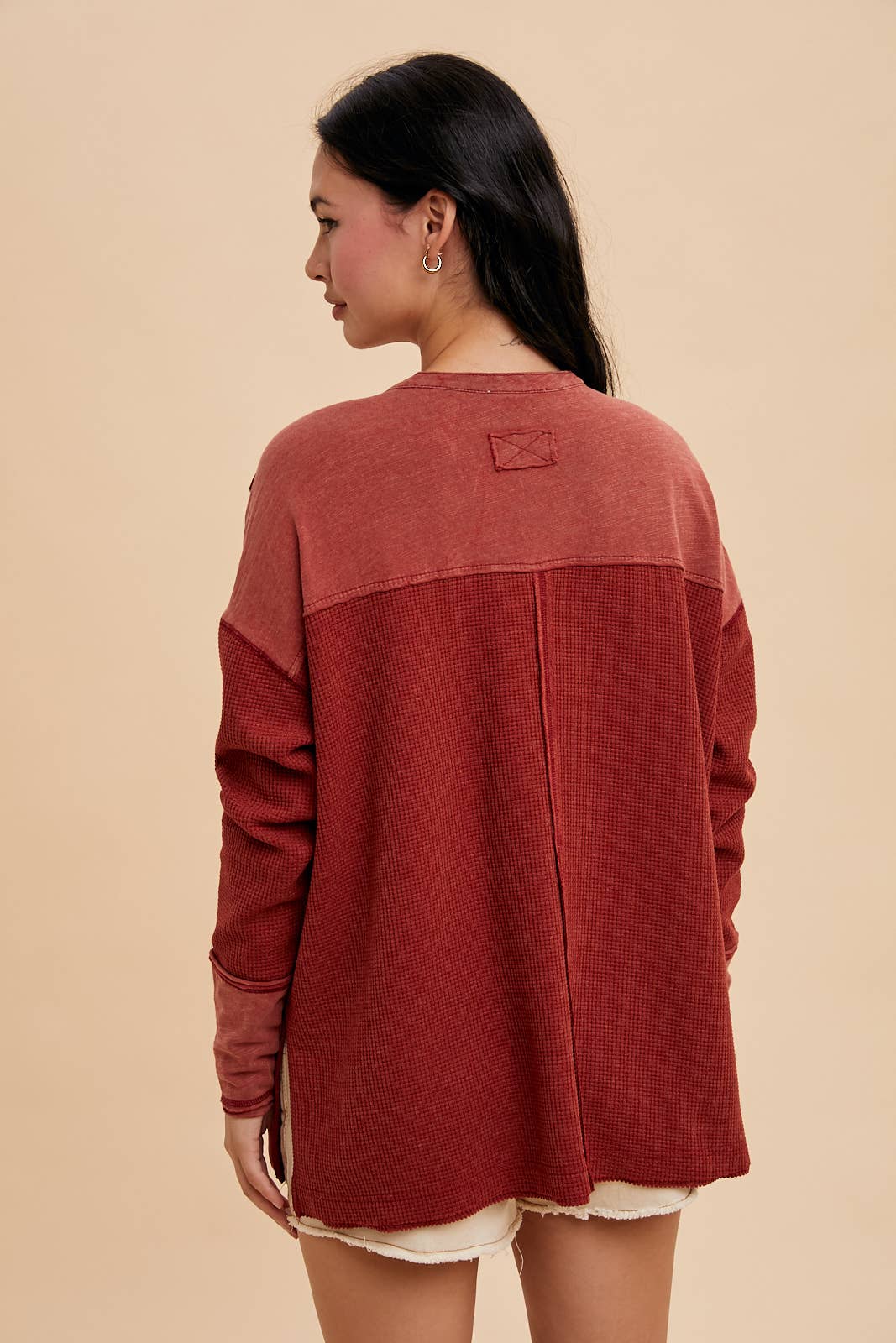 In Loom - Wholesale Knit Top - Women's - GARMENT WASHED THERMAL HENLEY8