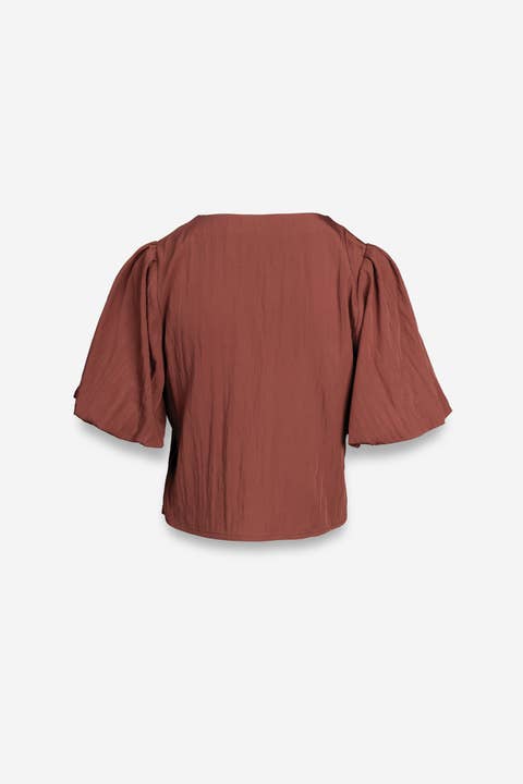 Naked Zebra - Wholesale Blouse - Women's - Puff Sleeve Button Up Blouse10