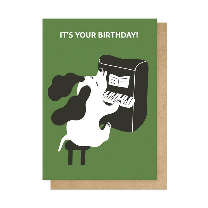 Dog Singing Birthday Greetings Card for wholesale by East End Prints - Greetings Cards & Postcards